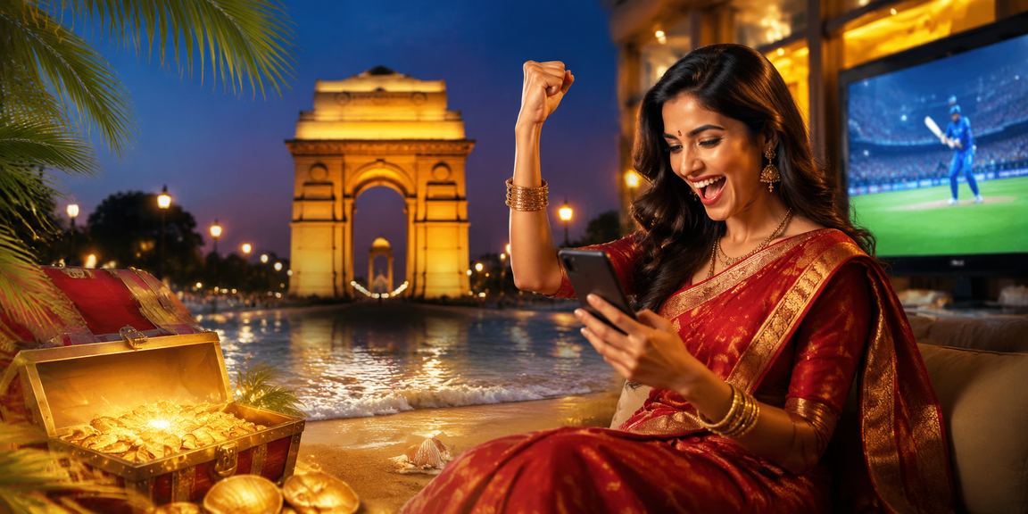 Promotion banner at India Gate for cricket cashback bonuses